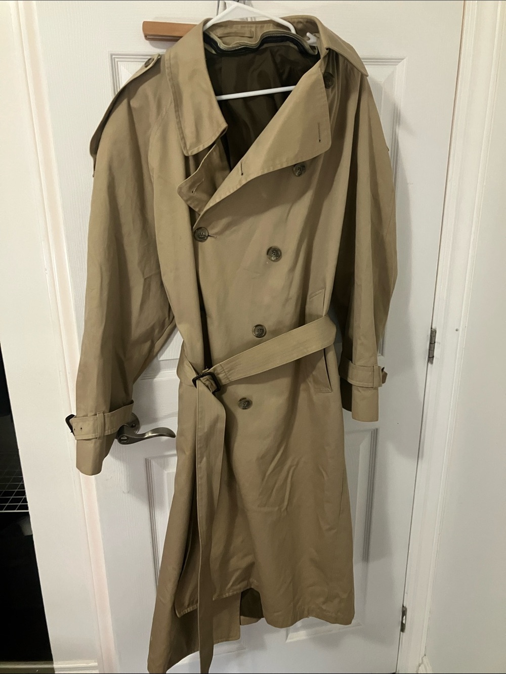 London Fog Men's Tan Trench Coat – Double-Breasted Belted